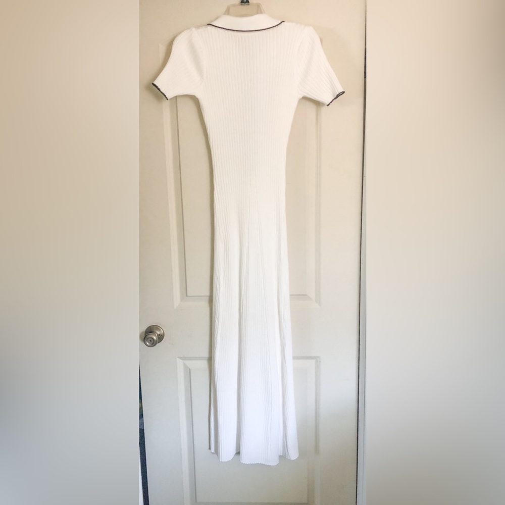 White Ribbed Maxi Dress with Buttons - Picture 16 of 16